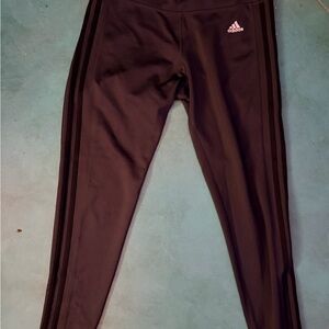 adidas Black Womens Performance gym pants with Tonal Side Stripes